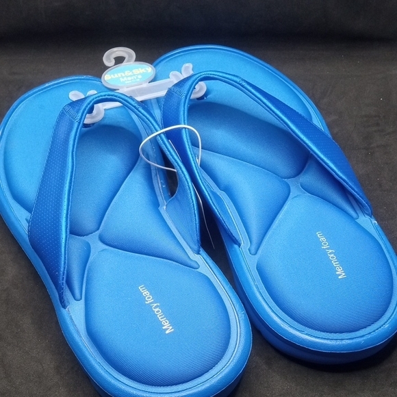 Sun & Sky Men's Blue Memory Foam Sandals - Picture 1 of 8